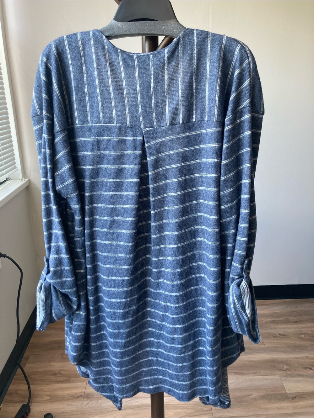 NY Collection stripes print open front top boho casual business casual 2X - Picture 6 of 17